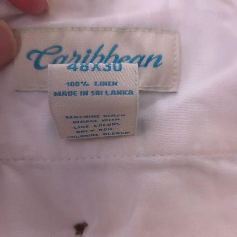 Roundtree & Yorke Caribbean 46 x 29‎ 100% Linen Drawstring White Pants Beach New